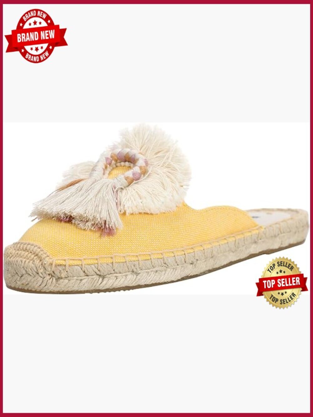 Tassel & Fluffy Ball Embellishment Canvas Mule Shoes Espadrilles